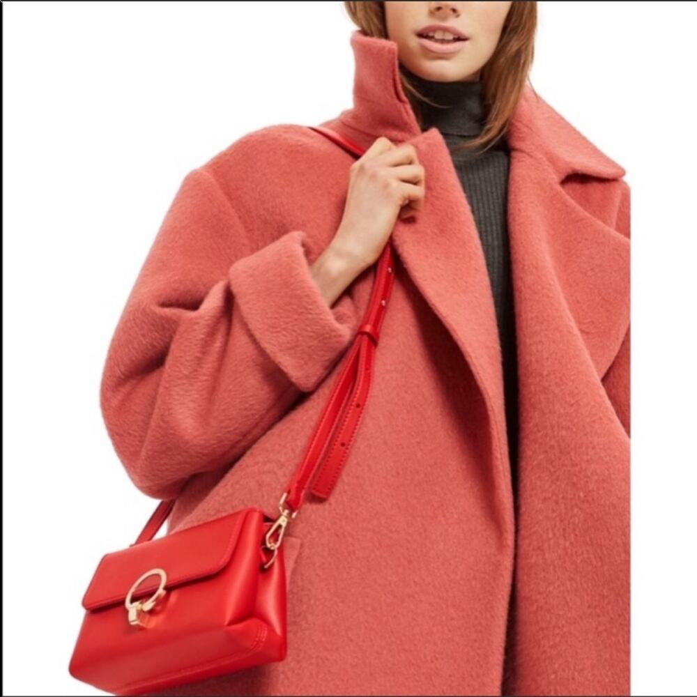 TOPSHOP Women's Red Oslo Clean Circle Lock Crossbody Bag